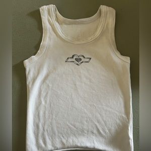 Cherry LA white ribbed tank size L